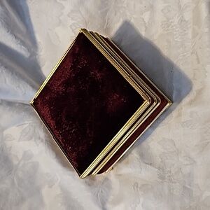 Vintage Centurion Music Jewelry Box 5" Square Maroon Velvet Mirror